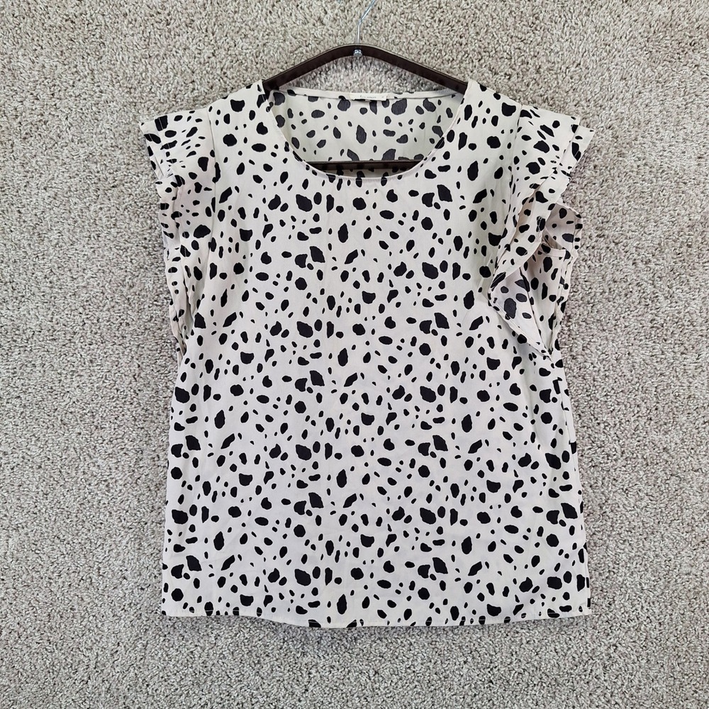 Les Amis Blouse Womens Medium Animal Print Flutter Sleeve Casual Chic